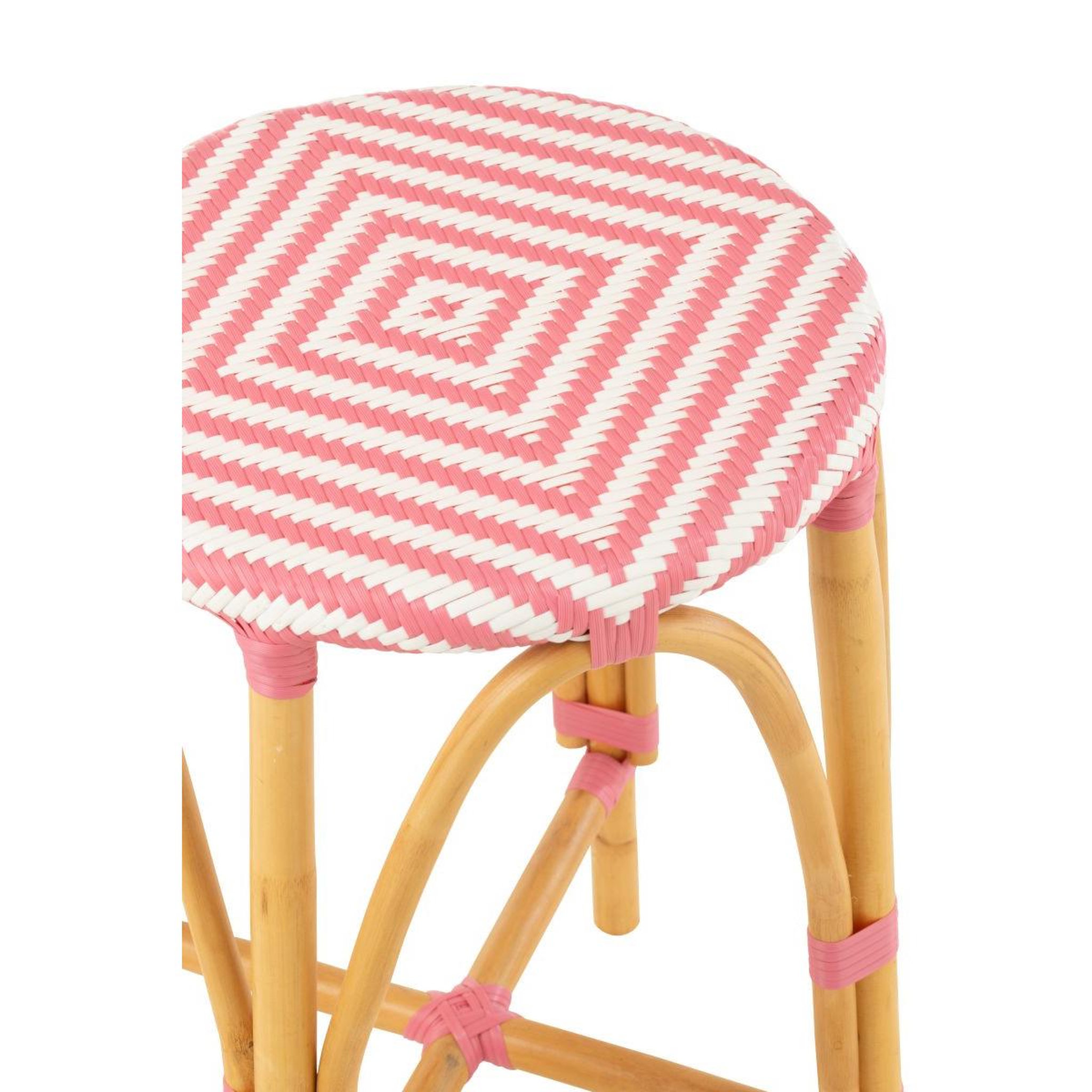 Voir la diapositive 3 : J-LINE Tabouret de bar en rotin  danial  65cm rose