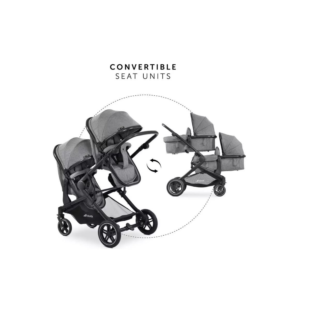 HAUCK Poussette Atlantic Twin Melange Gris