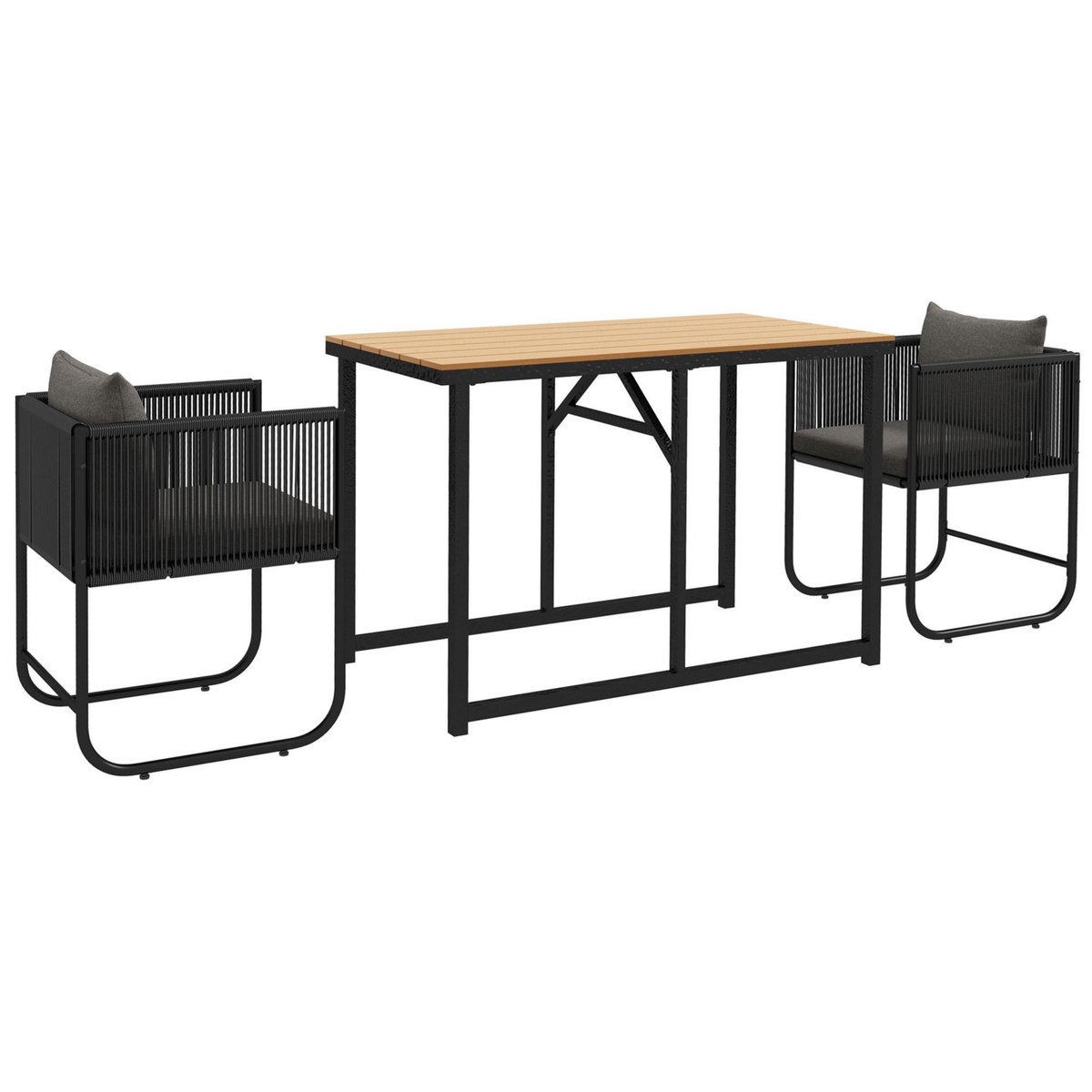 OUTSUNNY Ensemble salon de jardin 3 pièces table 2 fauteuils 4 coussins