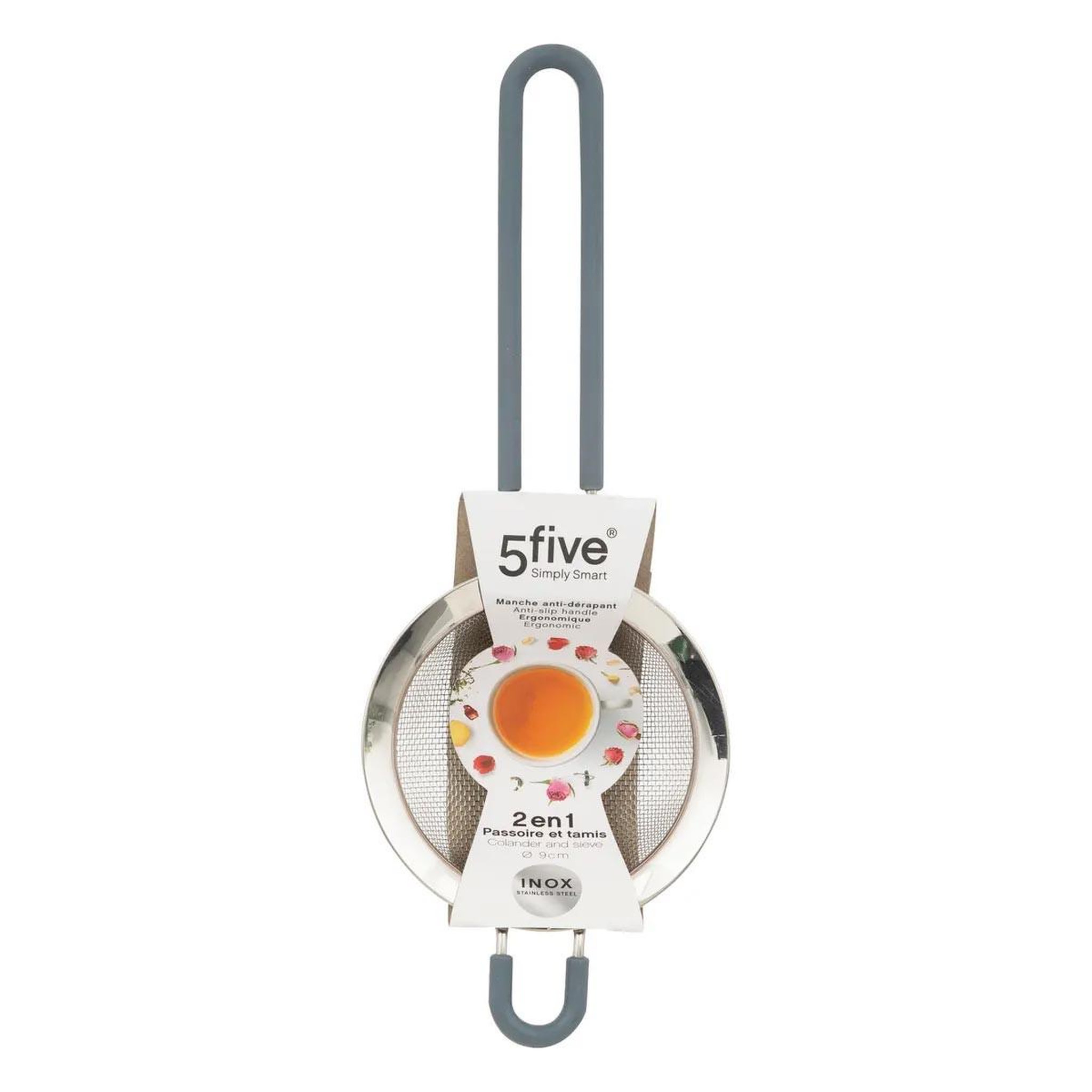 Voir la diapositive 3 : FIVE Passoire & tamis en inox  2 en 1  9cm gris