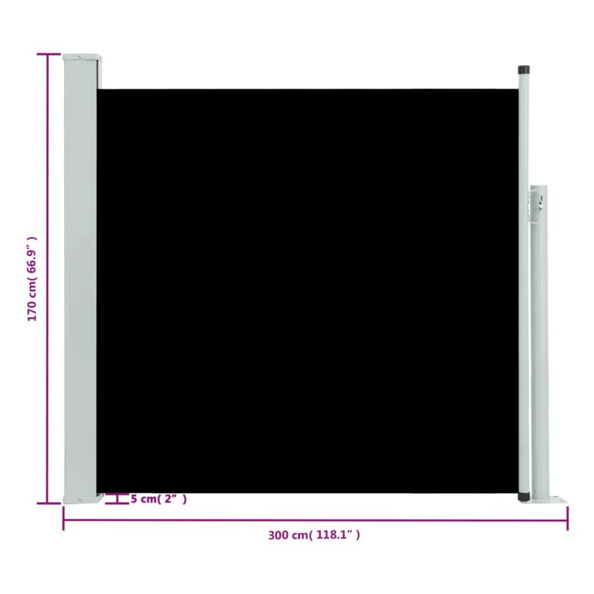 VIDAXL Auvent lateral retractable de patio 170x300 cm Noir