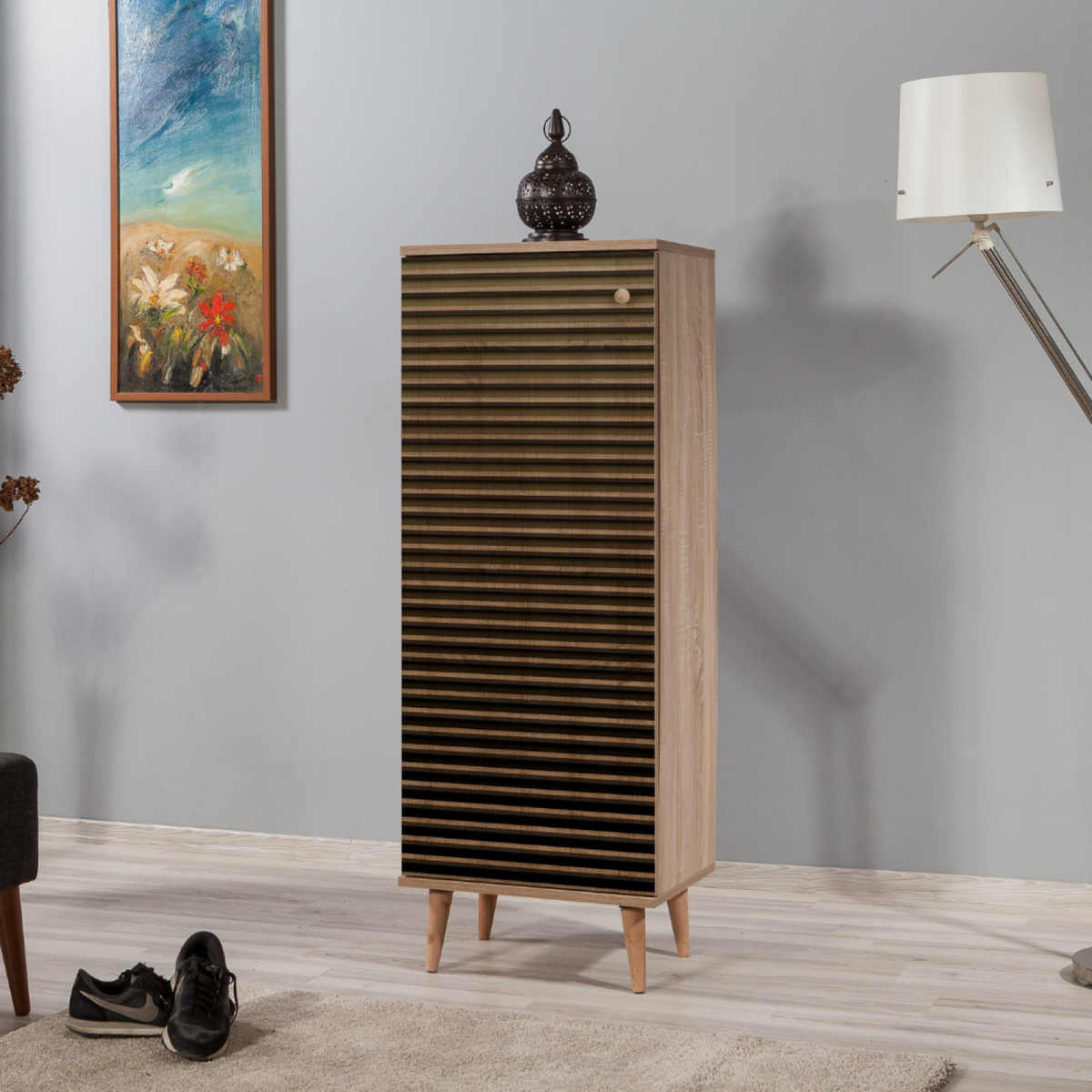 CONCEPT USINE Meuble à chaussures en bois - 8 rangements LOYA