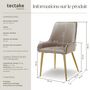 Voir la diapositive 6 : tectake Chaise rembourrée en velours rembourré taupe Lot de 6