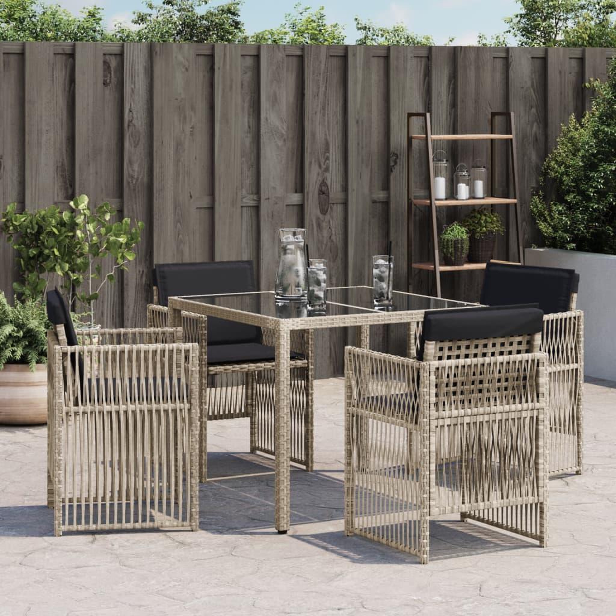 Voir la diapositive 3 : VIDAXL Chaises de jardin avec coussins lot de 4 gris clair poly rotin