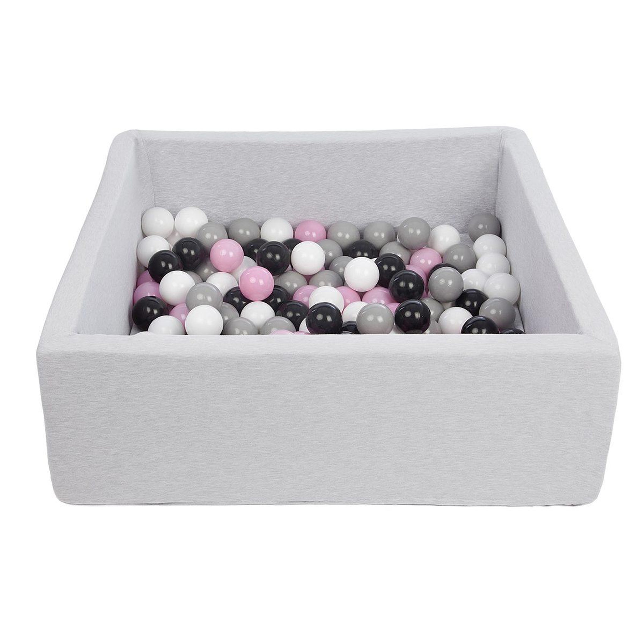 VELINDA Piscine à balles pour enfant,: 90x90 cm, aire de jeu + 150 balles noir,blanc,rose clair,gris