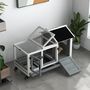 Voir la diapositive 5 : PAWHUT Clapier à lapin sur roulettes cage à lapin porte, rampe trappe verrouillables toit ouvrant niche bois sapin acier gris blanc