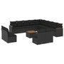 Voir la diapositive 2 : VIDAXL Salon de jardin avec coussins 14 pcs noir resine tressee