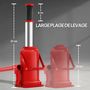 Voir la diapositive 6 : HOMCOM Cric bouteille hydraulique 12T - plage de levage 190-370mm - poignée 3 sections - acier rouge