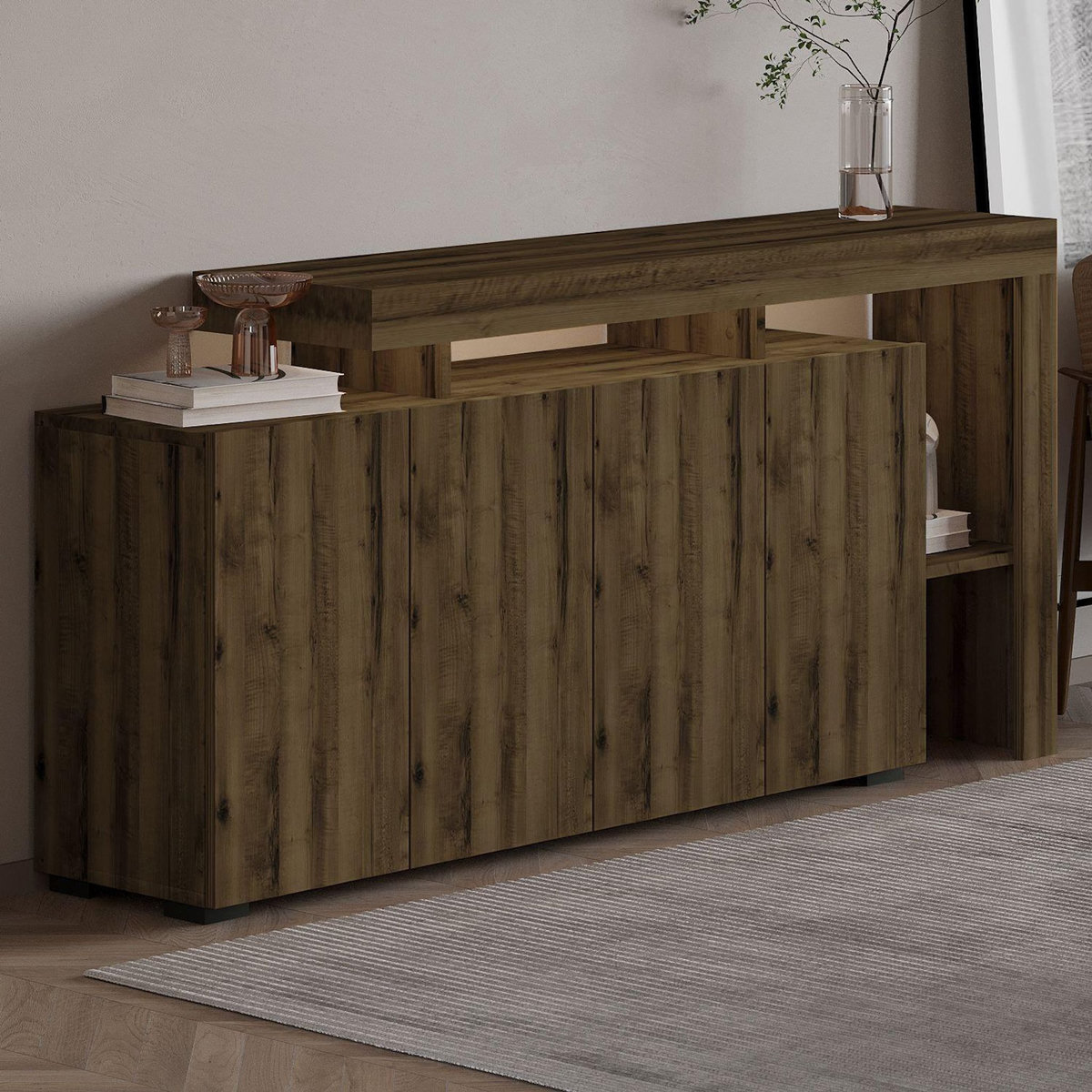 Habitat et Jardin Buffet en bois  Beliz  - 170 x 35 x 80 cm - Noyer Antique