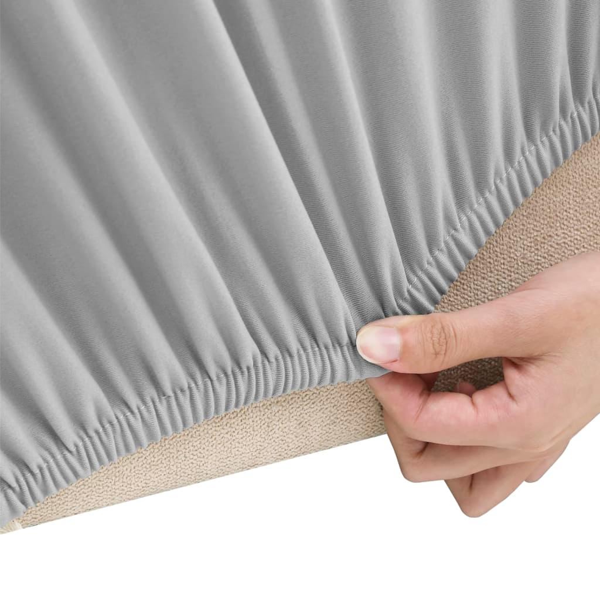 Voir la diapositive 3 : VIDAXL Housse extensible de canape 2 places Gris Jersey de polyester