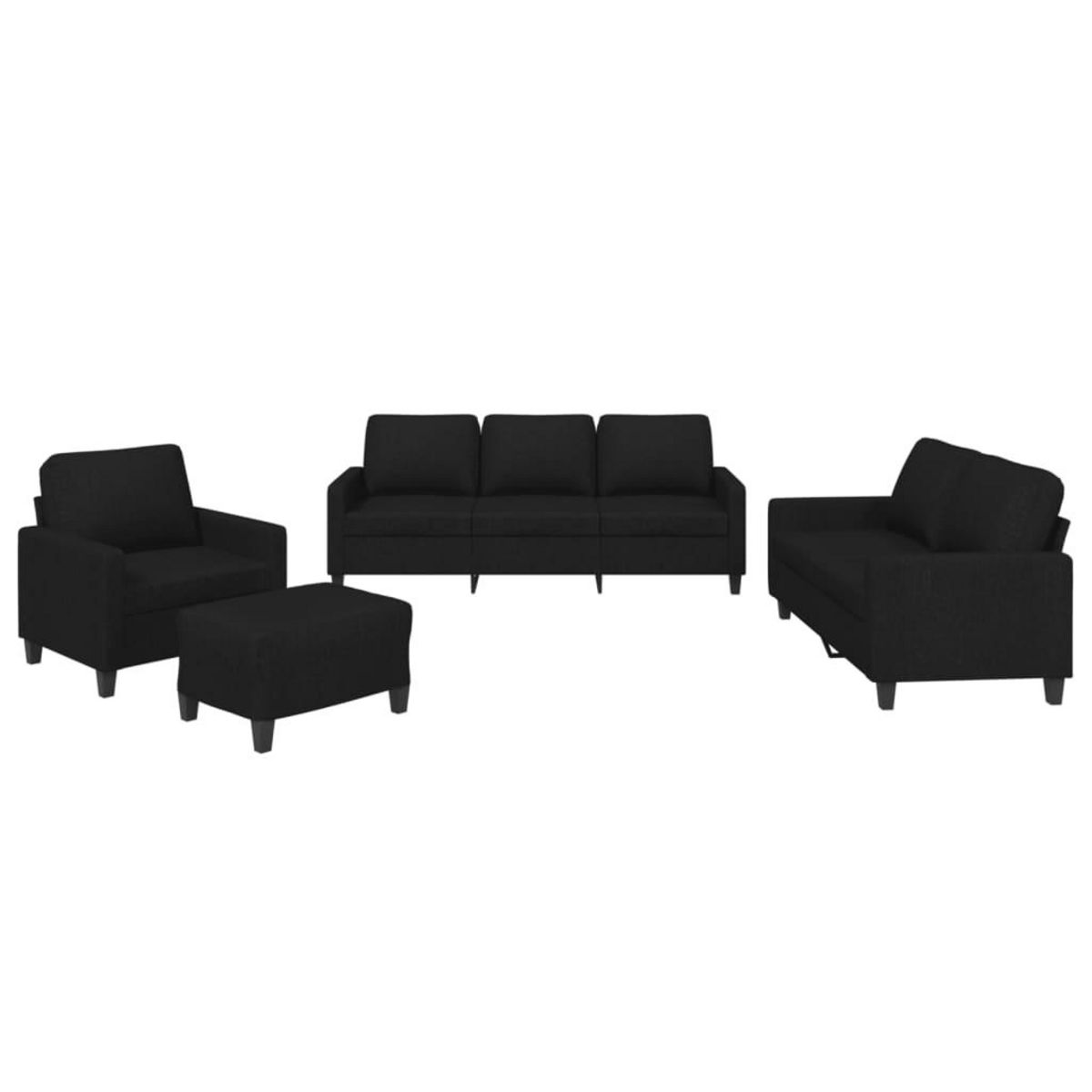 VIDAXL Ensemble de canapes 4 pcs avec coussins Noir Tissu