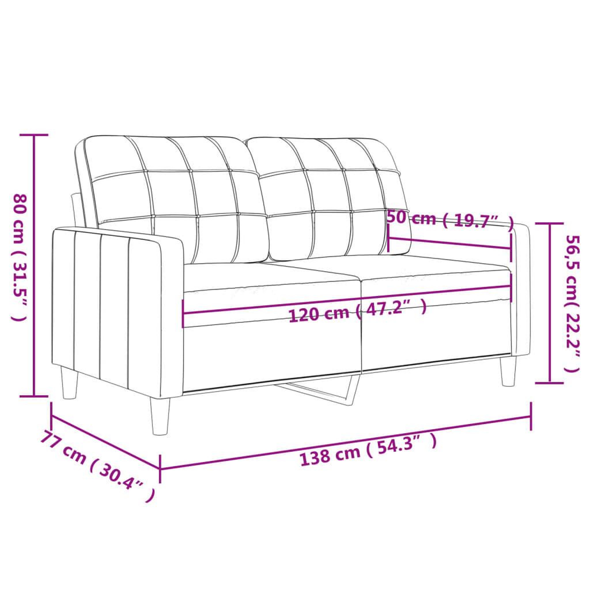 Voir la diapositive 6 : VIDAXL Canape a 2 places Creme 120 cm Similicuir