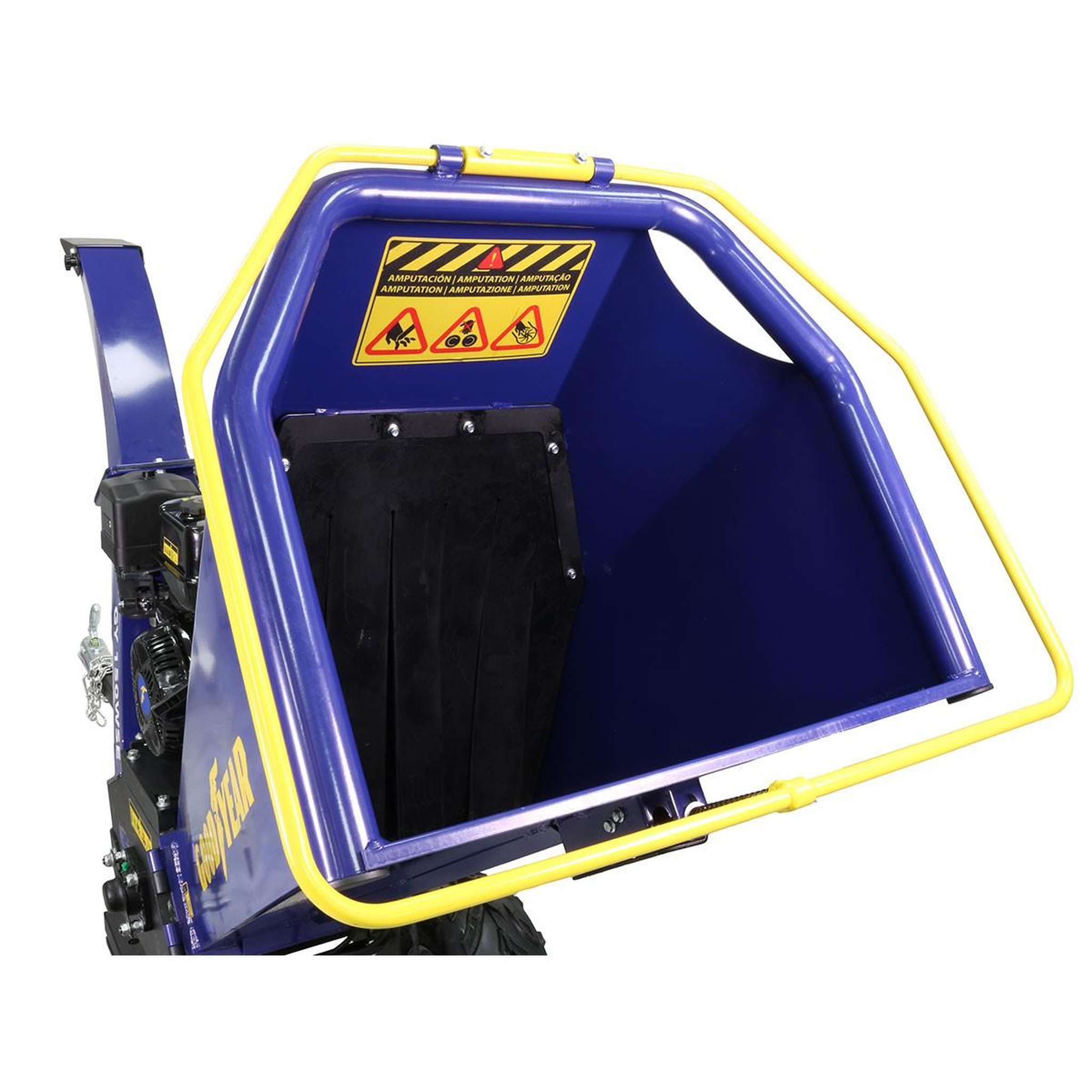 Voir la diapositive 3 : GOODYEAR Broyeur de végétaux thermique 15cv branches ø12cm max démarrage manuel goodyear
