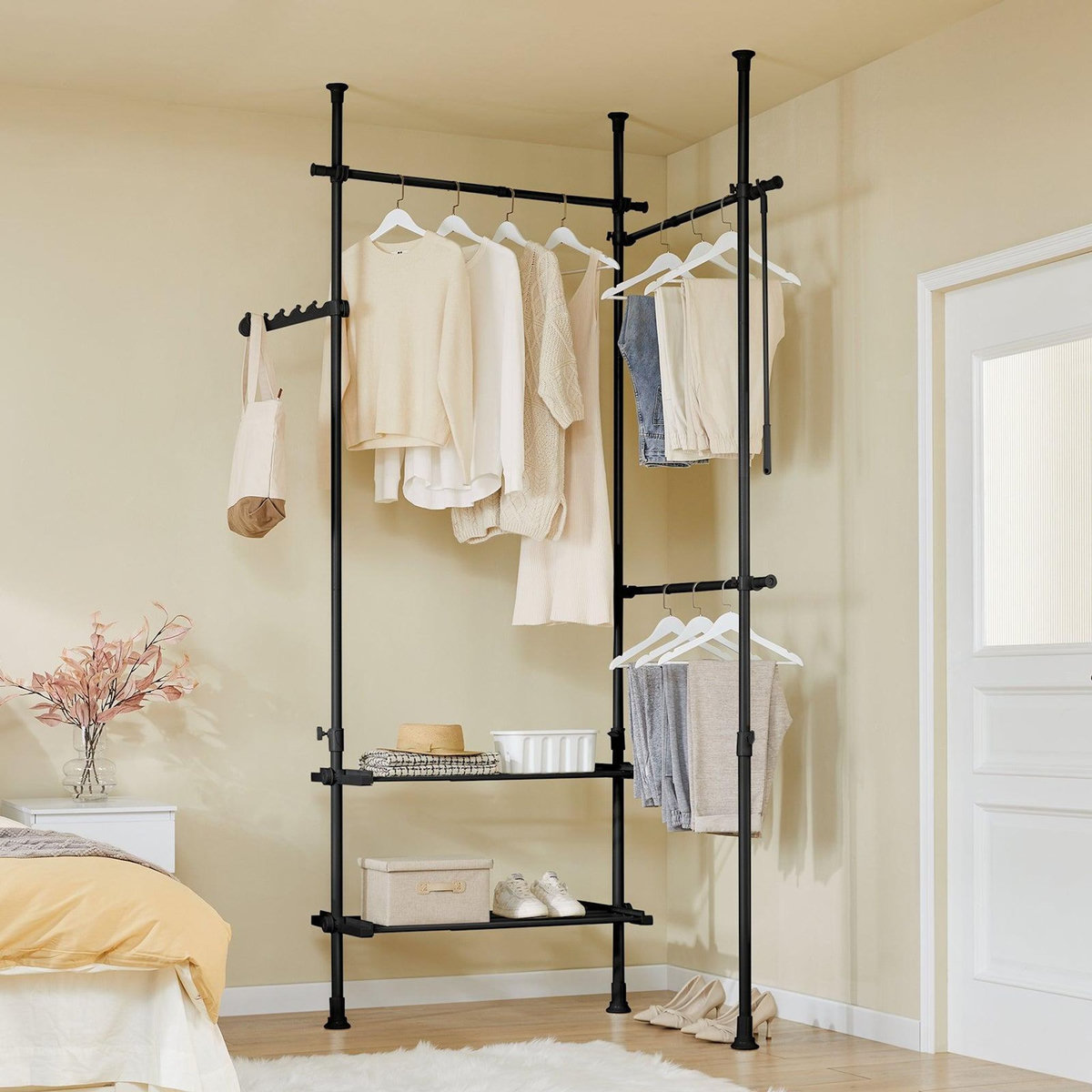 SOBUY SoBuy - Portemanteau Sur Pied à deux étagères - Fonctionnel - FRG34-II