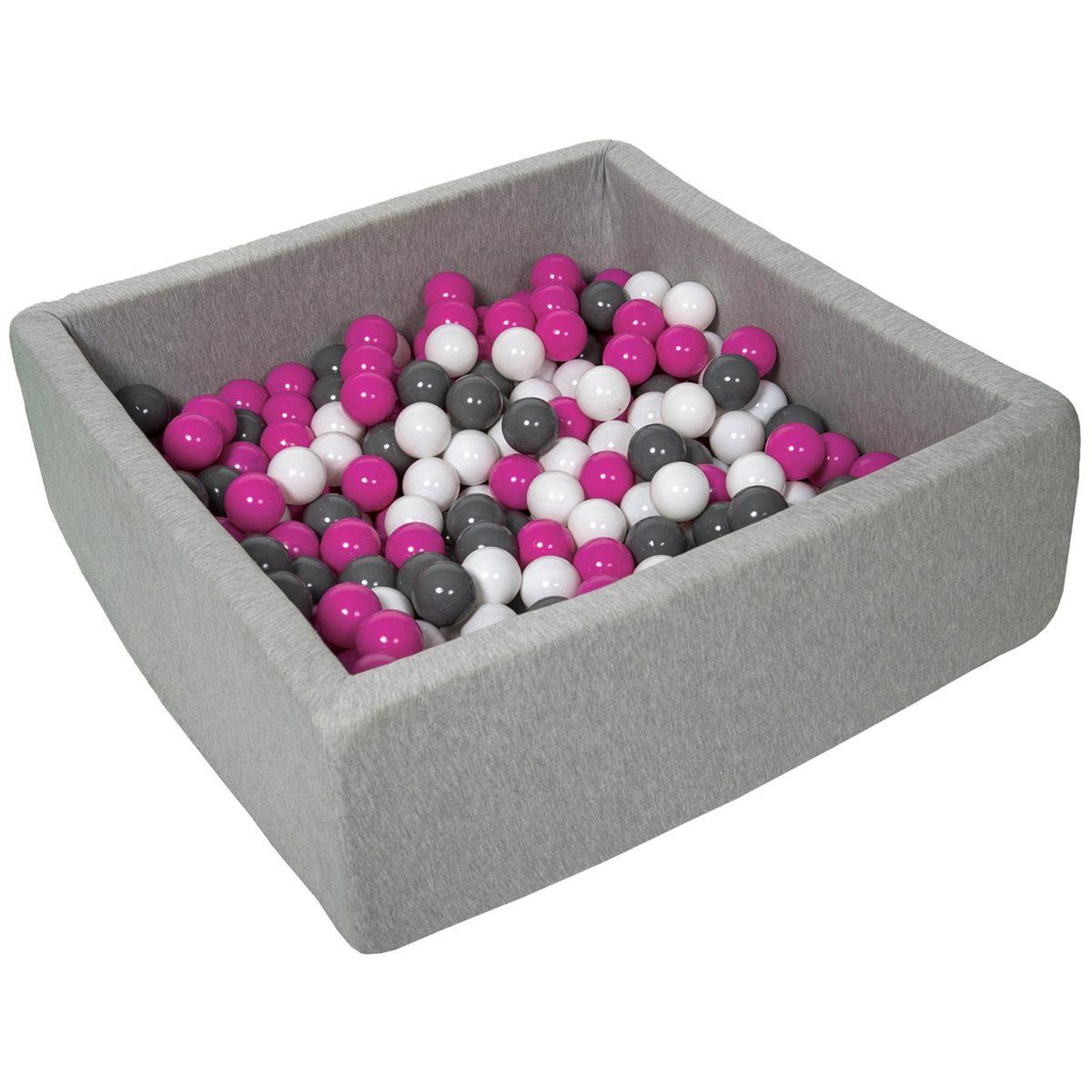 VELINDA Piscine à balles pour enfant, 90x90 cm, aire de jeu + 200 balles blanc,rose,gris