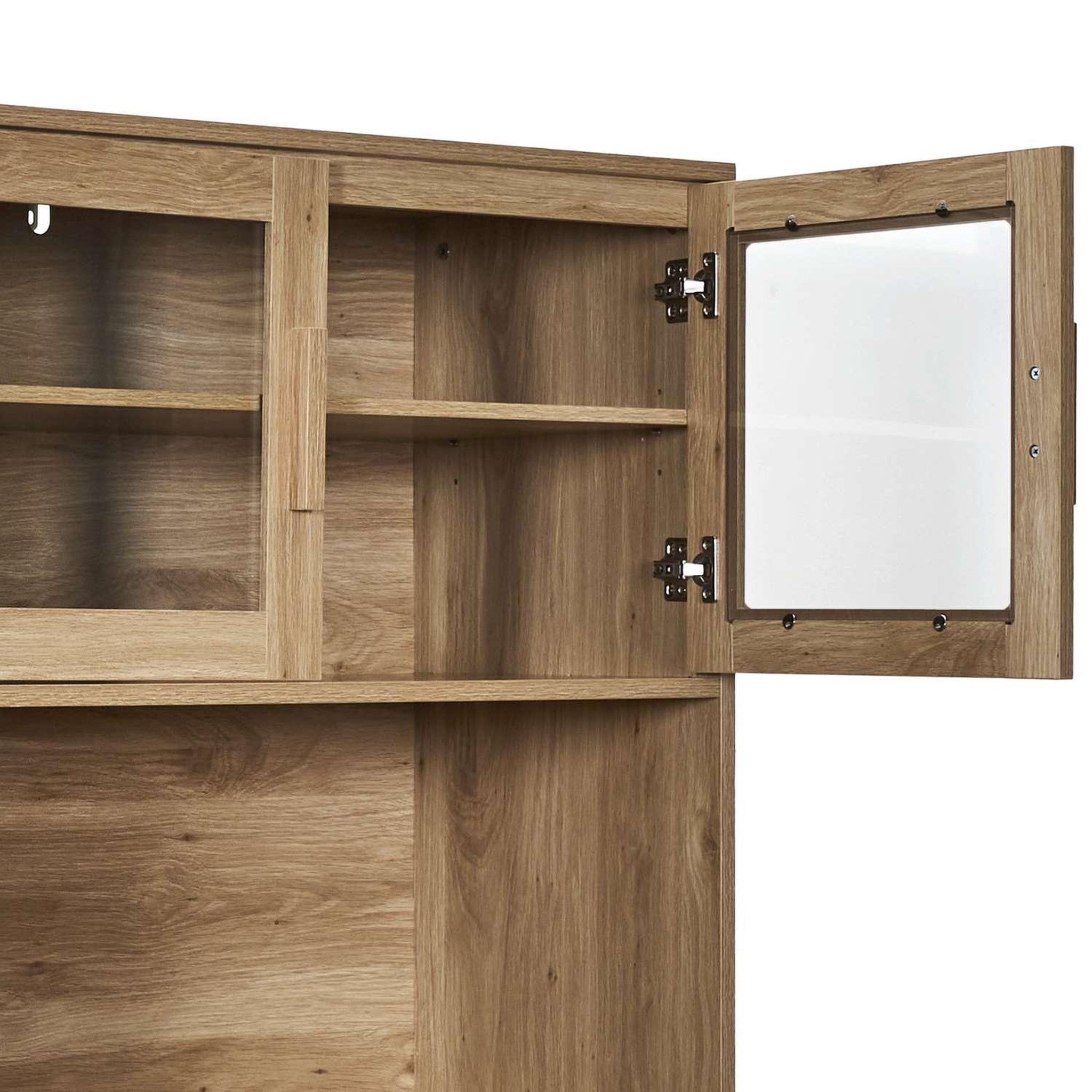 Voir la diapositive 5 : The Home Deco Factory Buffet de cuisine 4 portes 2 tiroirs Saulk en bois - Marron