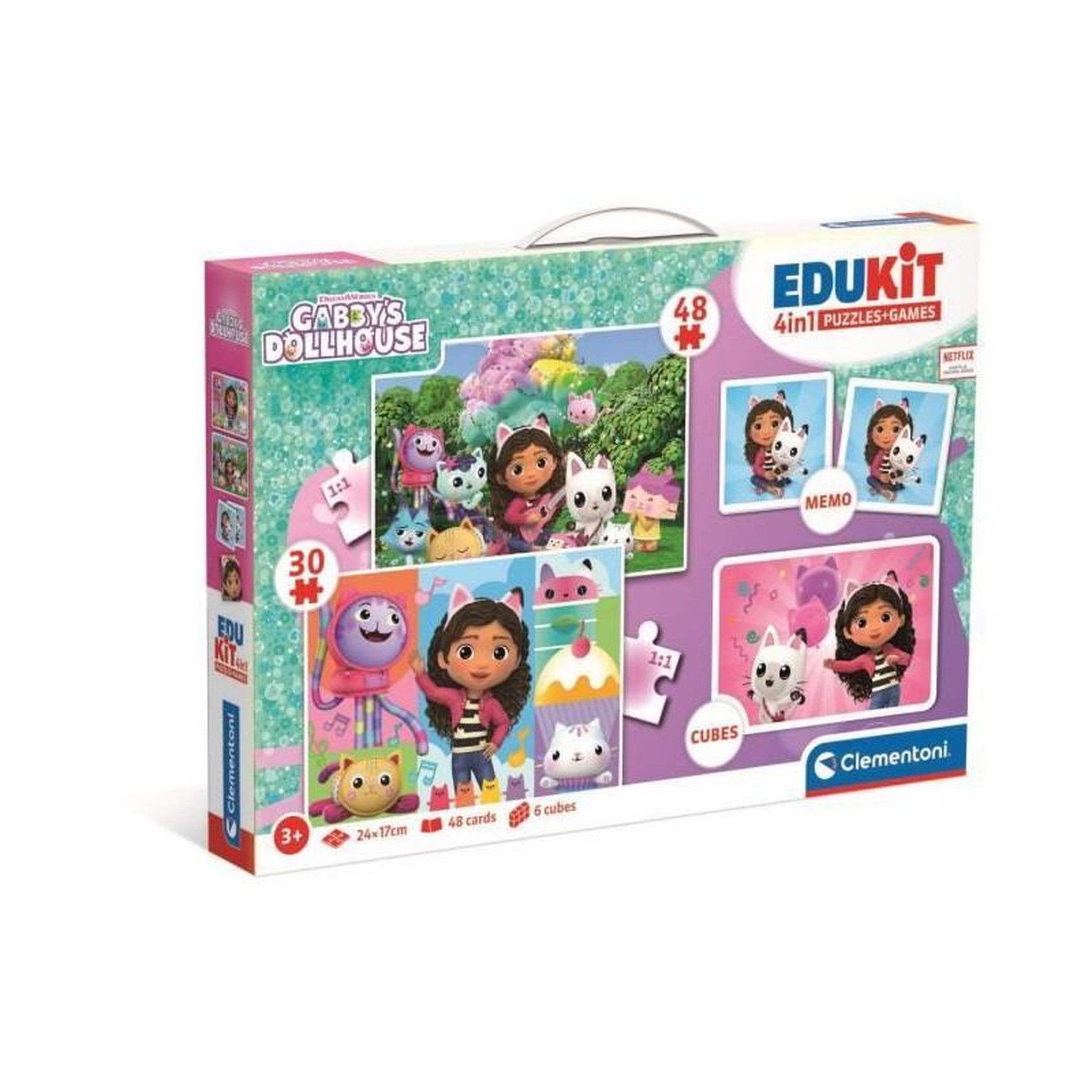 CLEMENTONI Jeu éducatif enfant 4 en 1 Gabby et la Maison Magique apprentissage – Clementoni