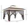 Voir la diapositive 3 : OUTSUNNY Tonnelle barnum de jardin pop-up pliant 3,64L x 3,64l x 2,98H m acier polyester moustiquaires + sac de transport à roulettes beige marron