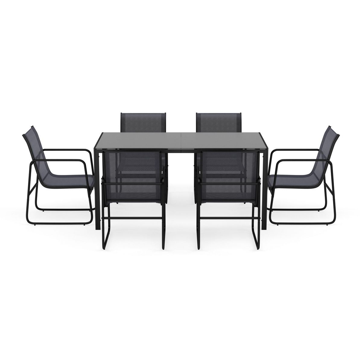 BEST MOBILIER Murillo - ensemble table et chaises de jardin - 6 personnes - noir et gris