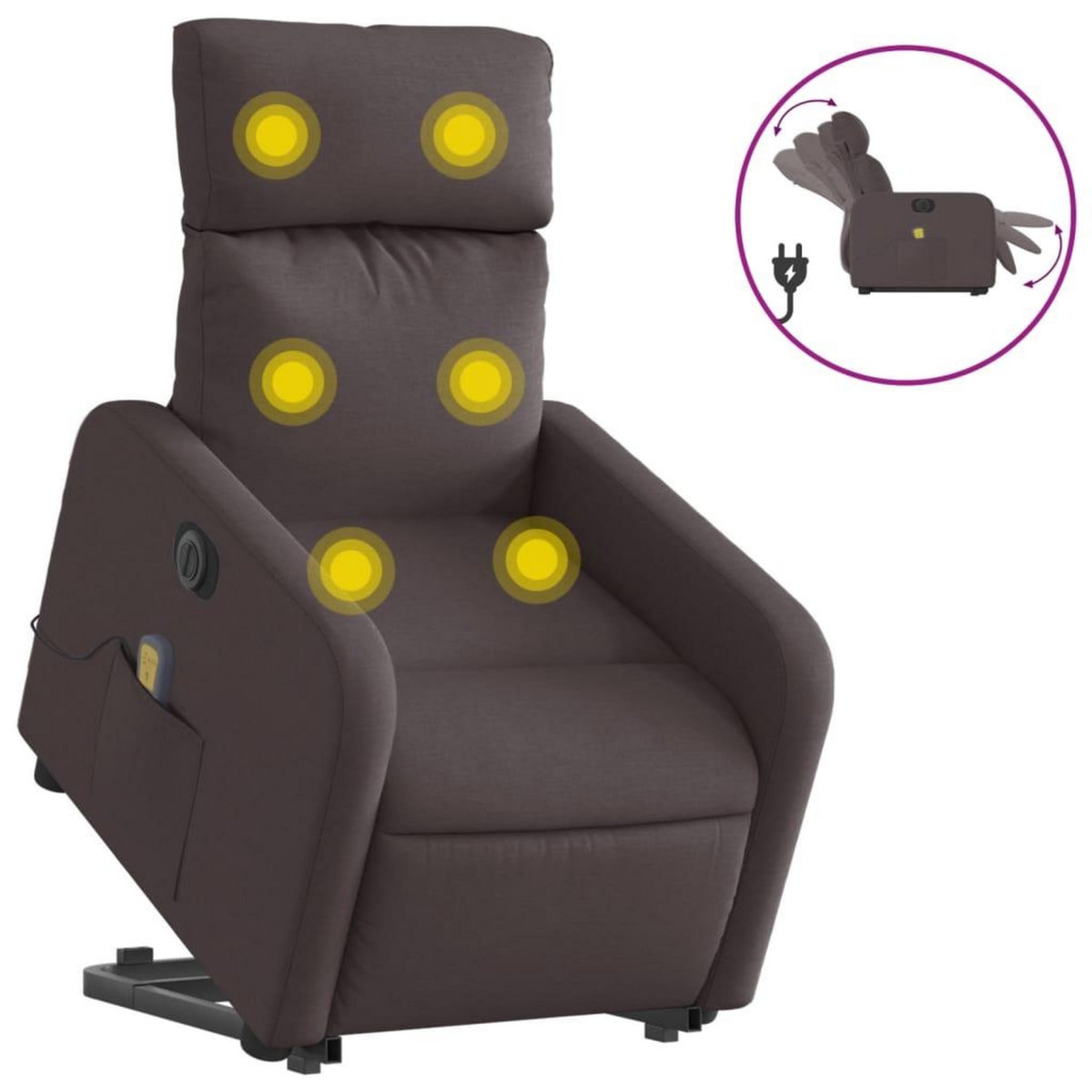VIDAXL Fauteuil inclinable de massage electrique Marron fonce Tissu