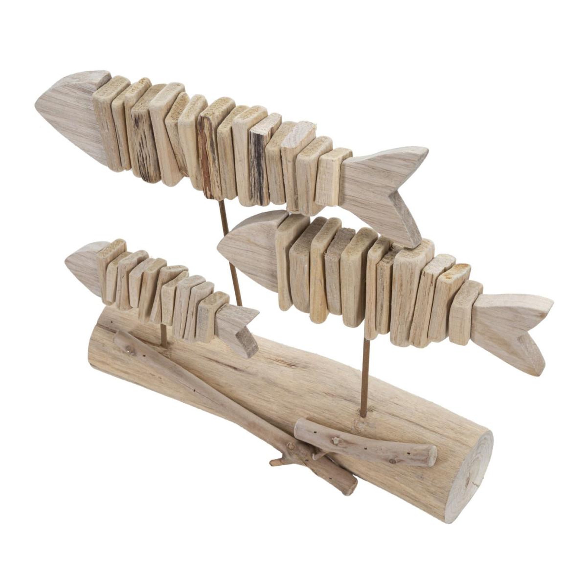Voir la diapositive 3 : Paris Prix Statuette banc de poisson en bois  tanoak  37cm naturel