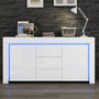 Voir la diapositive 2 : MERAX Buffet 2 porte(s) 3 tiroir(s) - 140 cm blanc led mdf