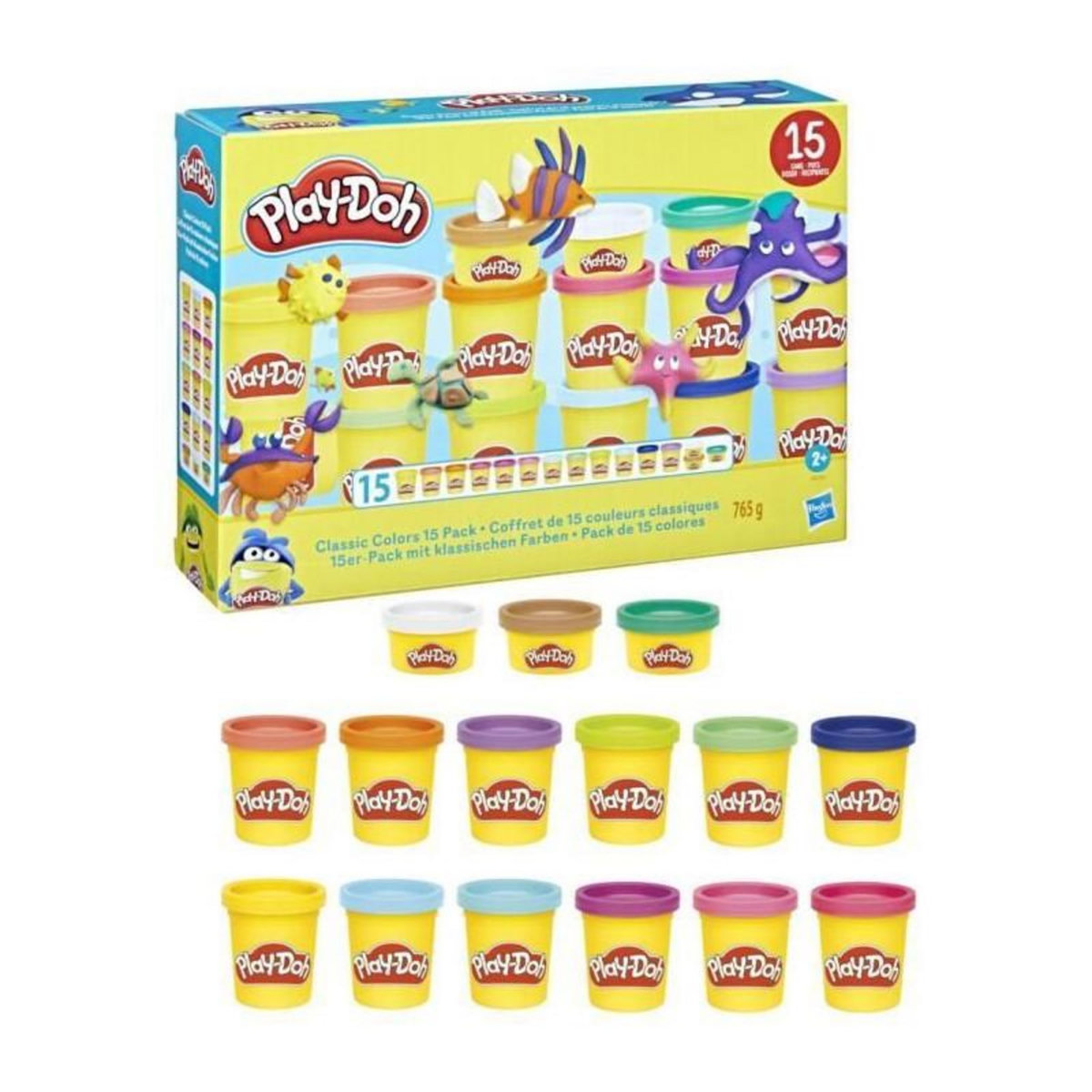 PLAYDOH Play-Doh Coffret de 15 pots couleurs classiques de pâte a modeler, pour enfants