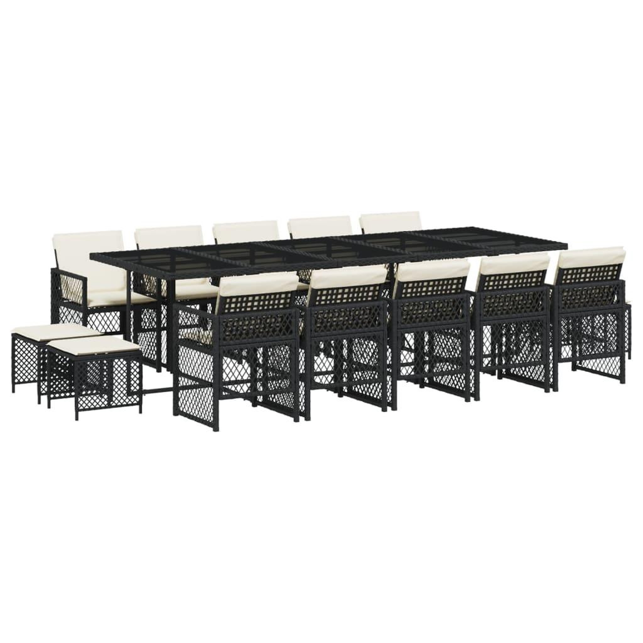 Voir la diapositive 2 : VIDAXL Ensemble a manger de jardin 15 pcs coussins noir resine tressee