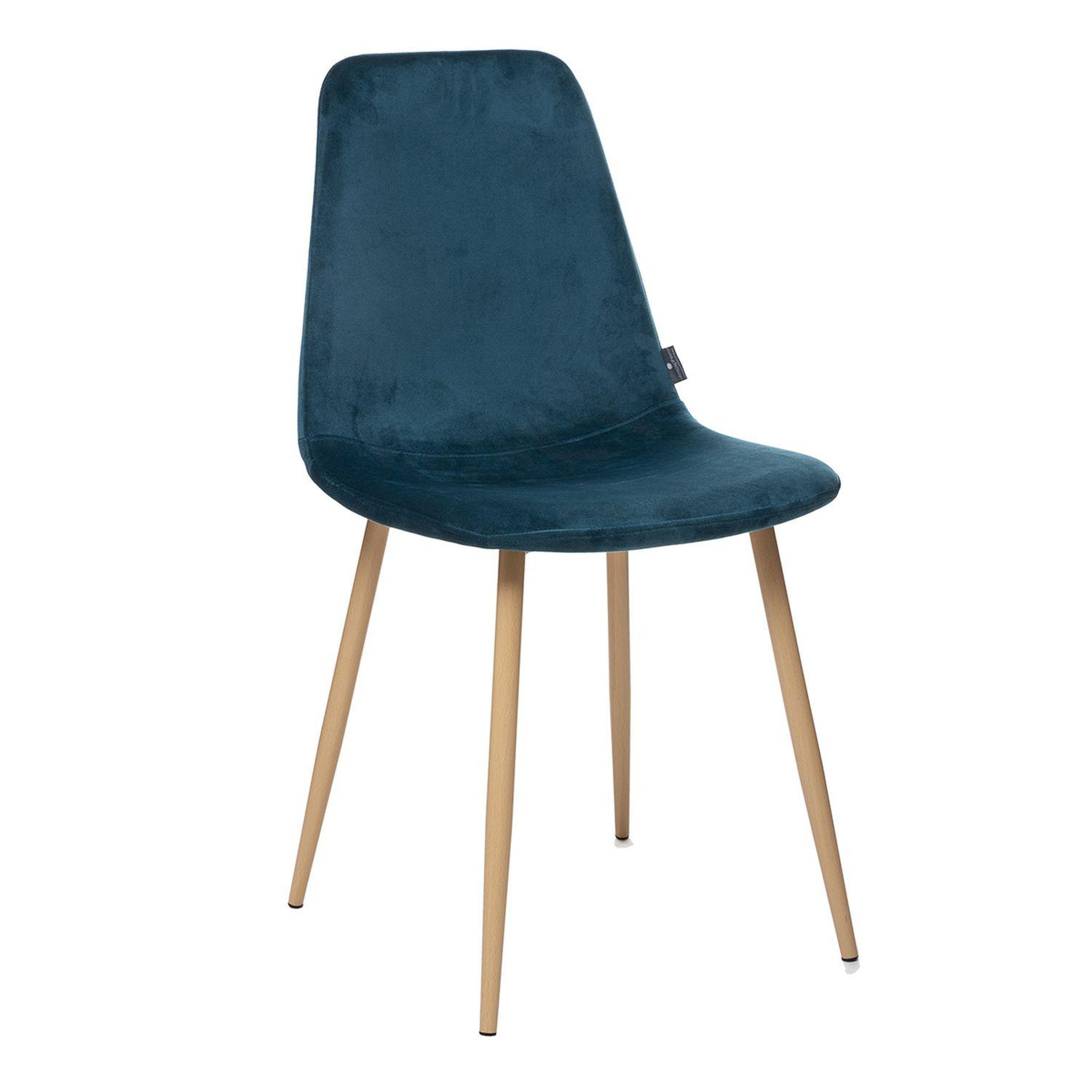 Voir la diapositive 4 : TOILINUX Lot de 4 Chaises en polyester effet velours et pieds en fer
