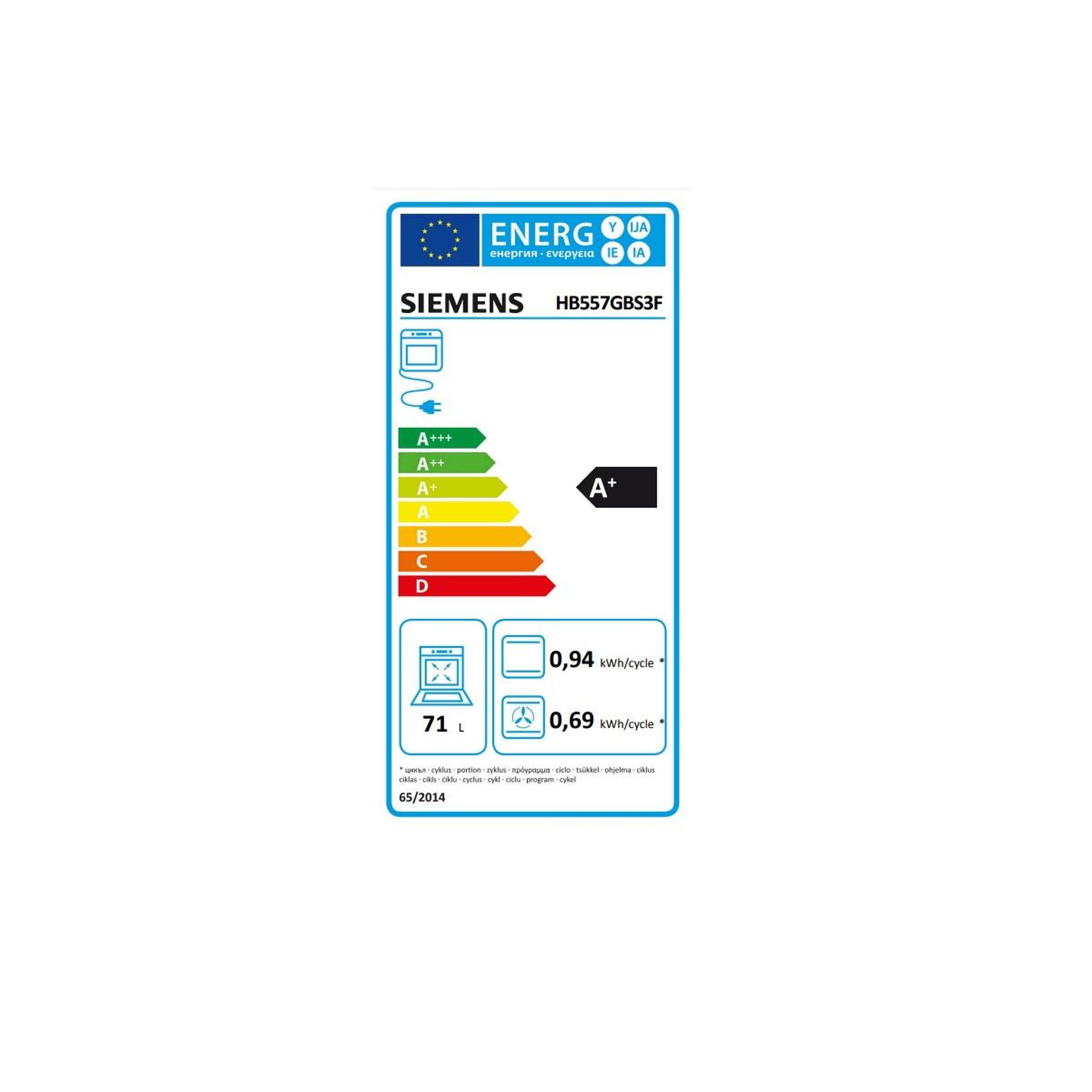 Voir la diapositive 2 : Siemens Four intégrable multifonction 71l 60cm inox - hb557gbs3f
