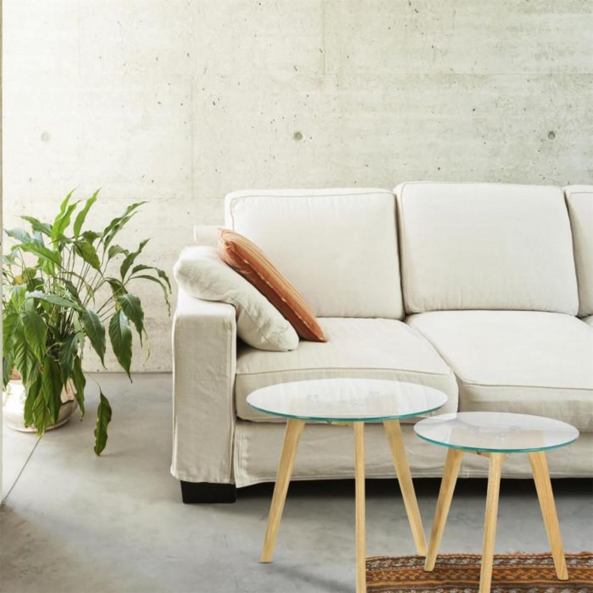 Paris Prix Lot de 2 Tables Gigognes  Trempé  50cm Transparent