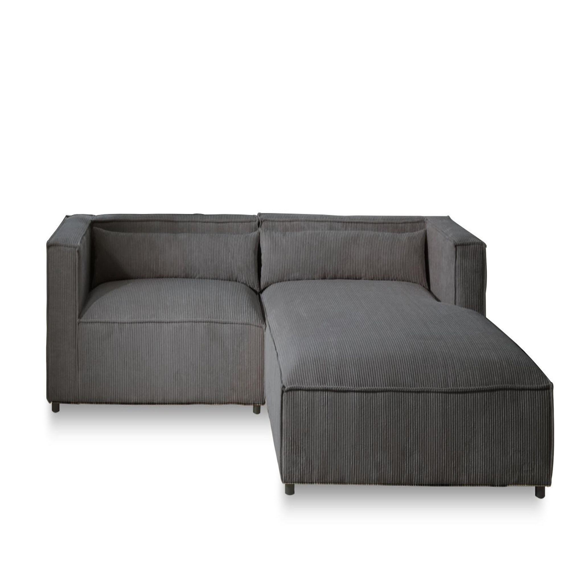 Voir la diapositive 6 : BEST MOBILIER Ela - canapé d'angle droit 4 places - en velours côtelé - style contemporain