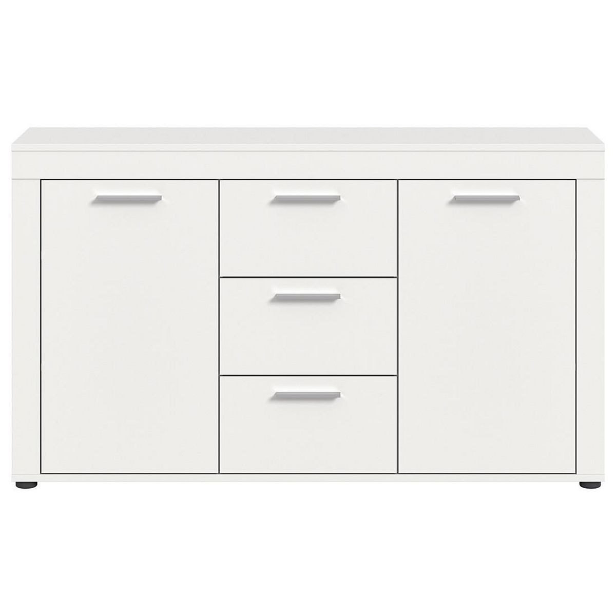BEST MOBILIER Stafford - buffet bas - blanc - 3 tiroirs et 2 portes - 125 cm