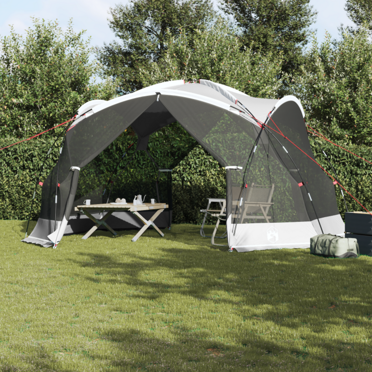 VIDAXL Mosquito net de camping avec portes grises pour 8 personnes étanche