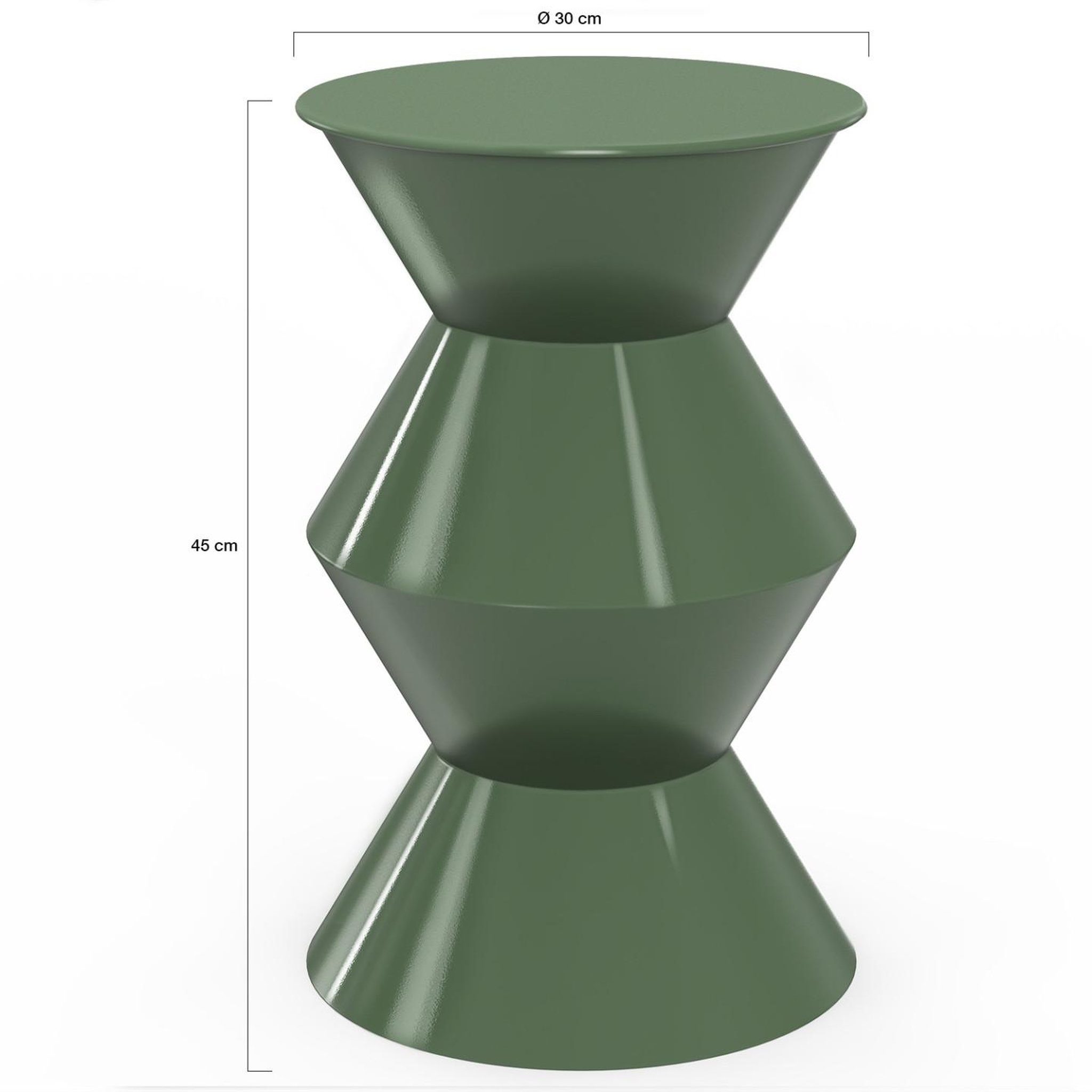 Voir la diapositive 4 : ID MARKET Table d'appoint ronde, bout de canapé, table de chevet irene 30 cm métal vert kaki