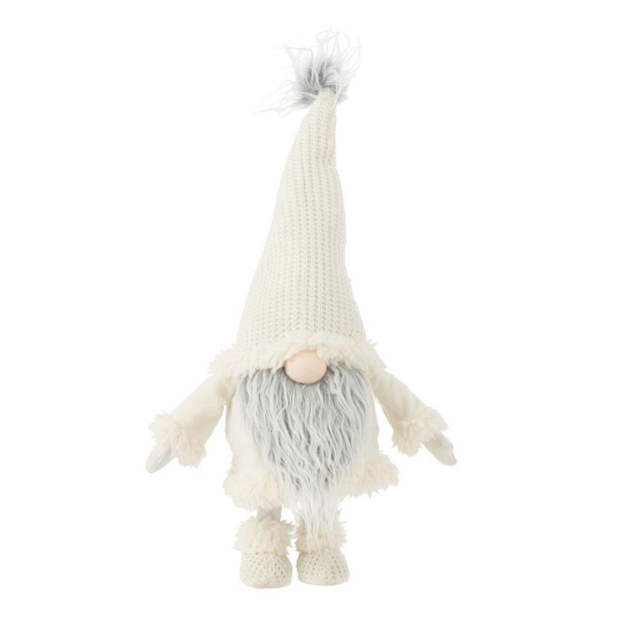J-LINE Statue déco lutin  barbe  59cm blanc & gris