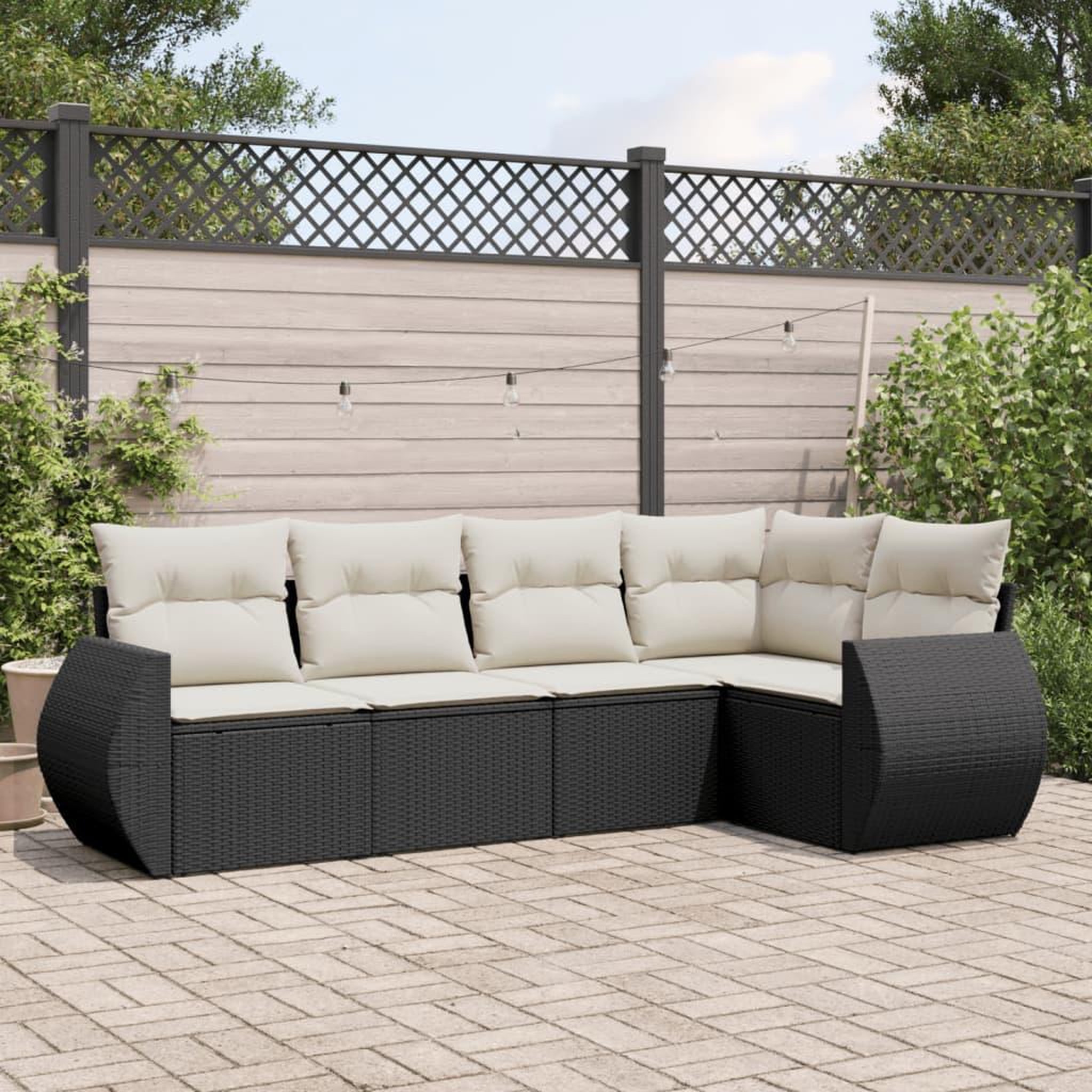 VIDAXL Salon de jardin 5 pcs avec coussins noir resine tressee