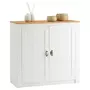 IDIMEX Buffet BOLTON meuble de rangement en bois au style classique, avec 2 portes, en pin massif lasuré blanc et brun
