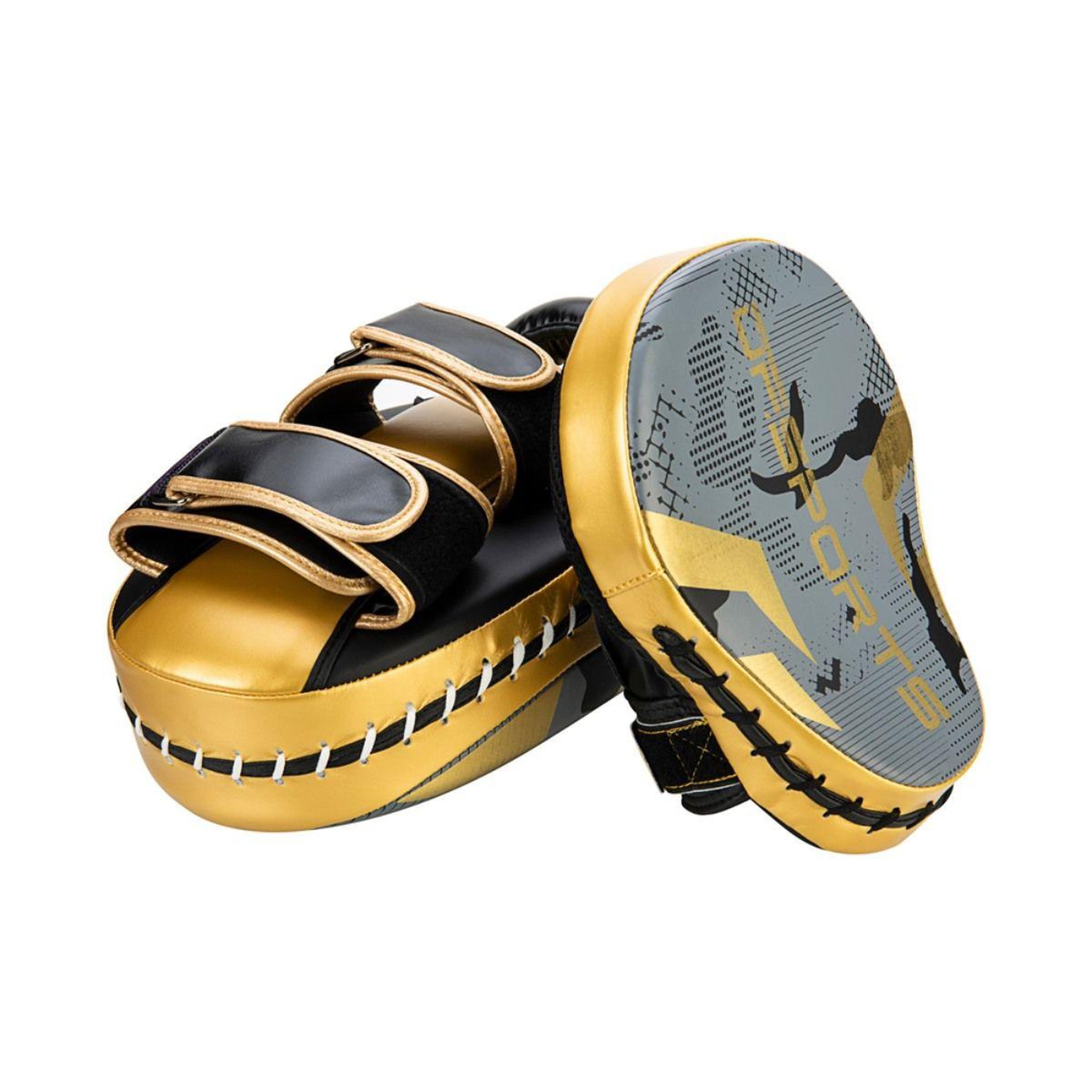 Voir la diapositive 3 : DE FAUGERES Set d'Entrainement Gants, Patte d'Ours & Pao  Boxe  10oz Gris & Or
