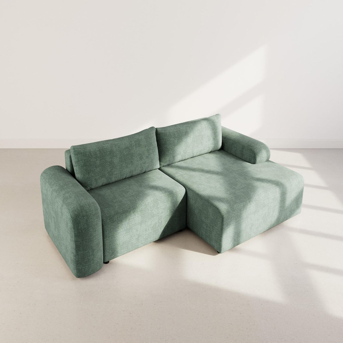 BEST MOBILIER Rebecca - canapé d'angle droit 4 places convertible avec coffre en velours texturé