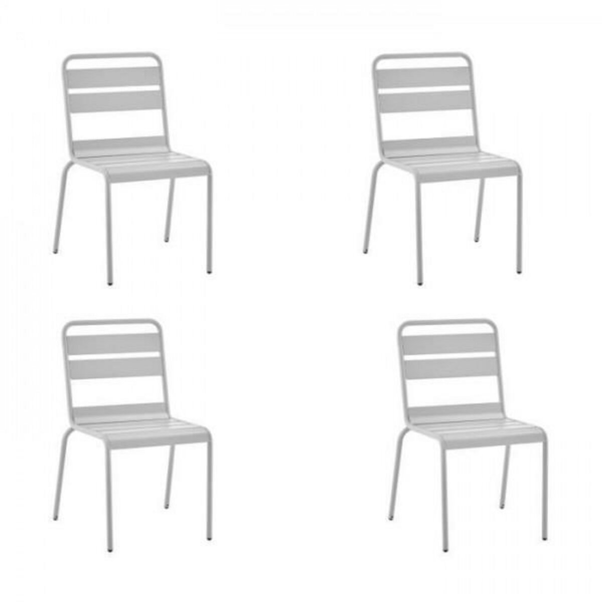 MARKET24 Lot de 4 chaises de jardin en acier gris - IRONCH4GR - 43 x 43 x 86 cm