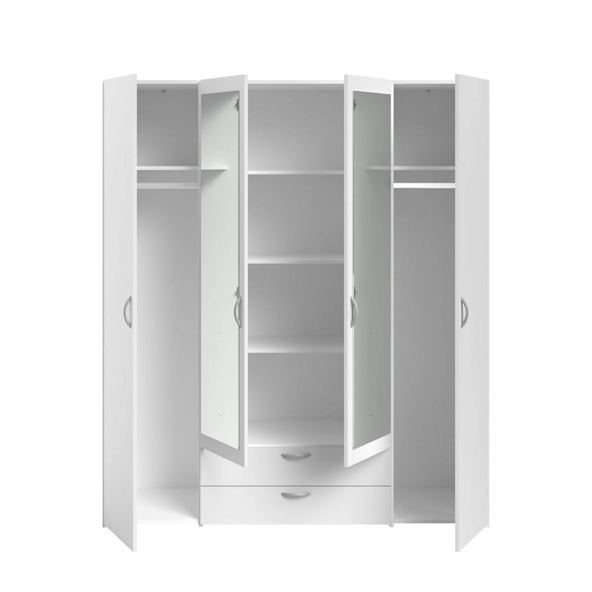 Armoire 4 portes 2 tiroirs 1 miroir L160cm DAISY