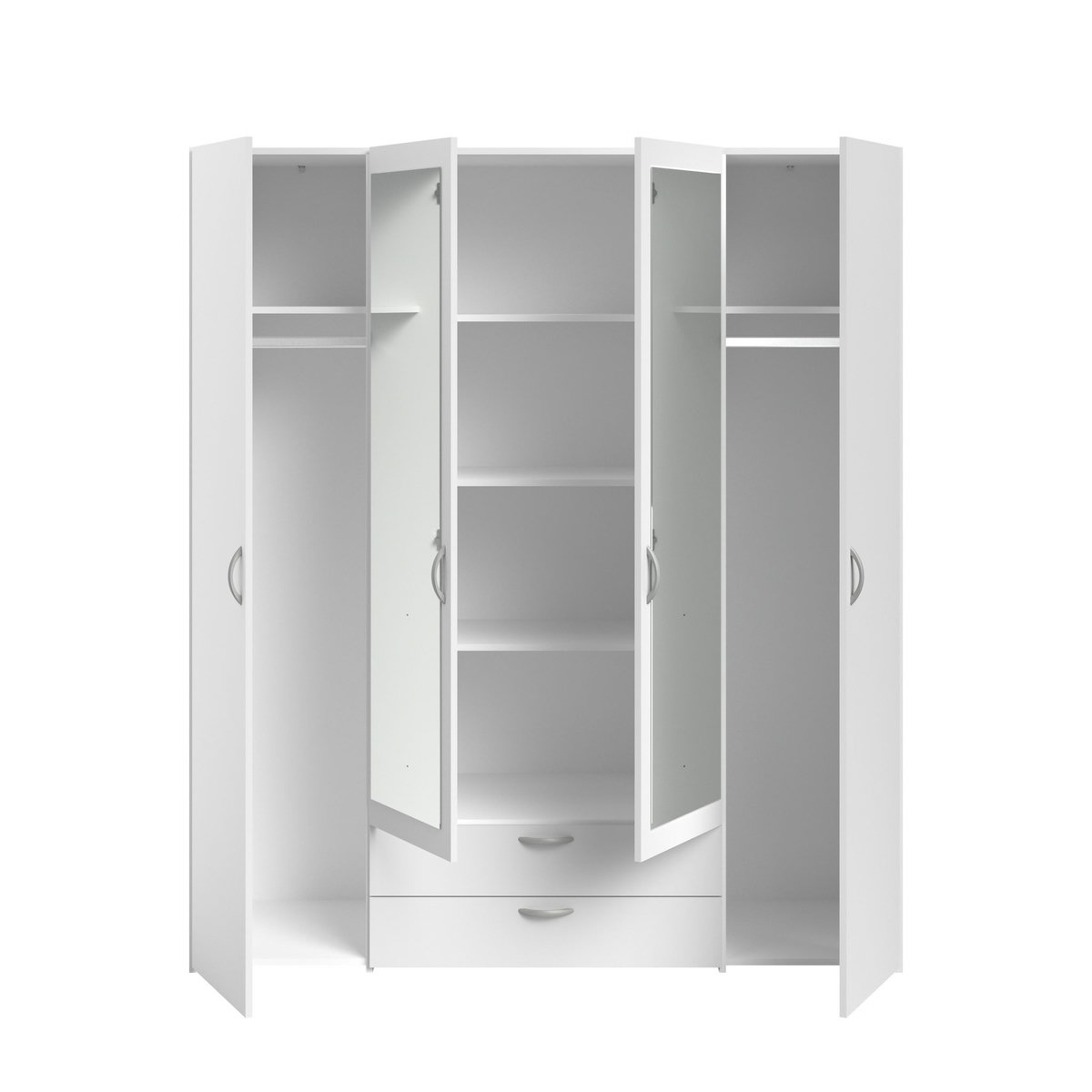 Armoire 4 portes 2 tiroirs 1 miroir L160cm DAISY