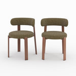 MAISON PAVANE Lot de 2 chaises en tissu texturé vert kaki, pieds en métal-Aura