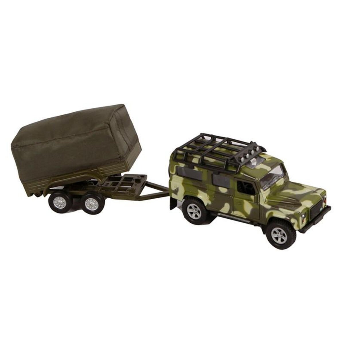 GLOB KIDS Kids Globe Die-cast Land Rover With Trailer Army, 27cm