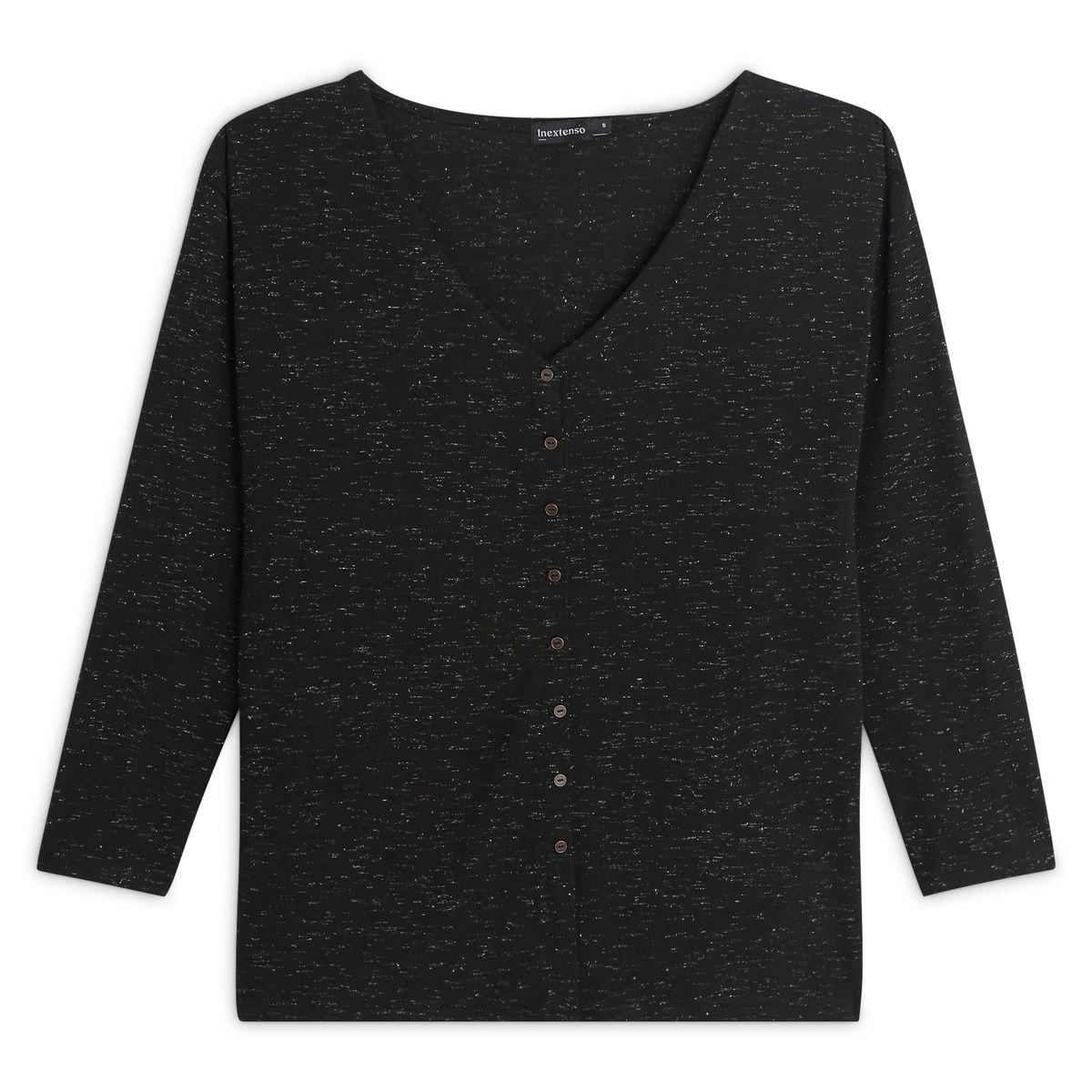INEXTENSO T-shirt manches longues col v à paillettes noir femme
