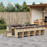 VIDAXL Ensemble a manger de jardin et coussins 15 pcs melange beige