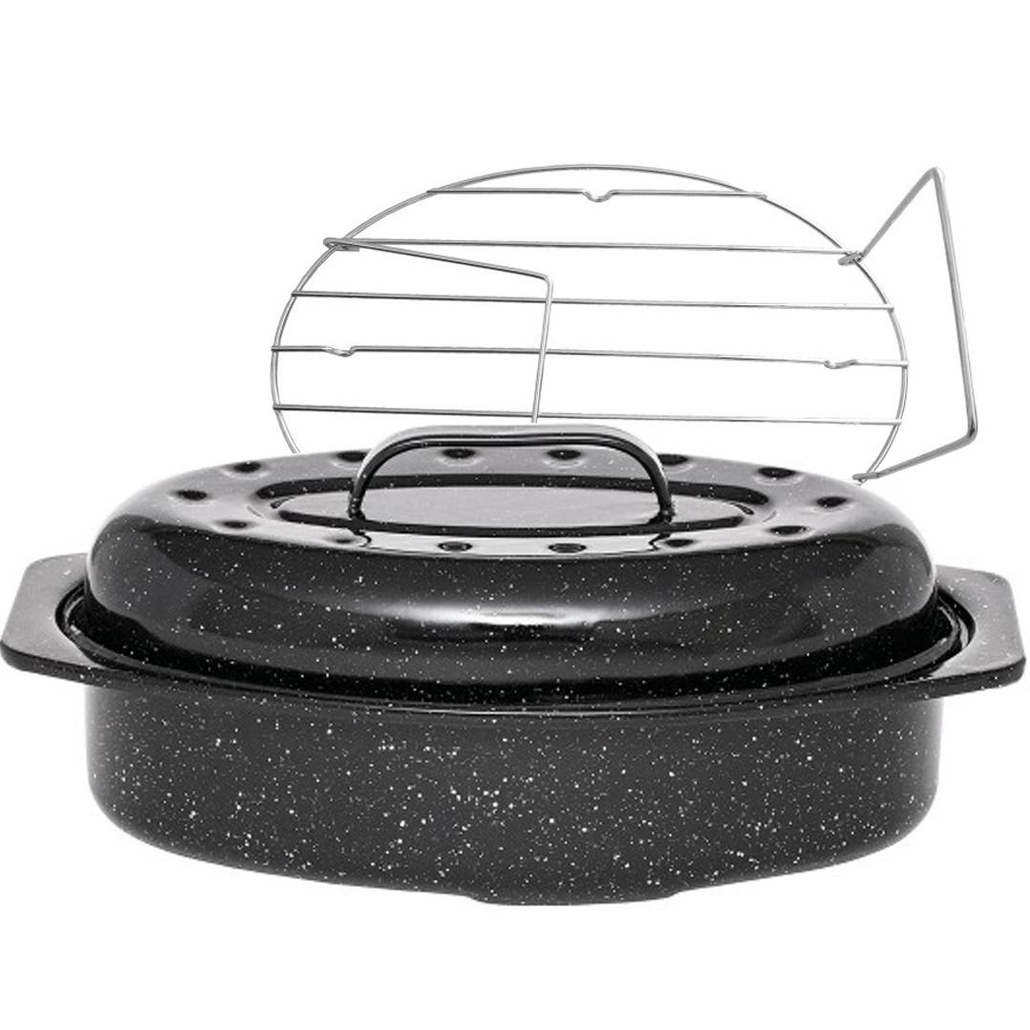 Warmcook Cocotte ovale en acier carbon 38x26cm + grille - 0508+2006