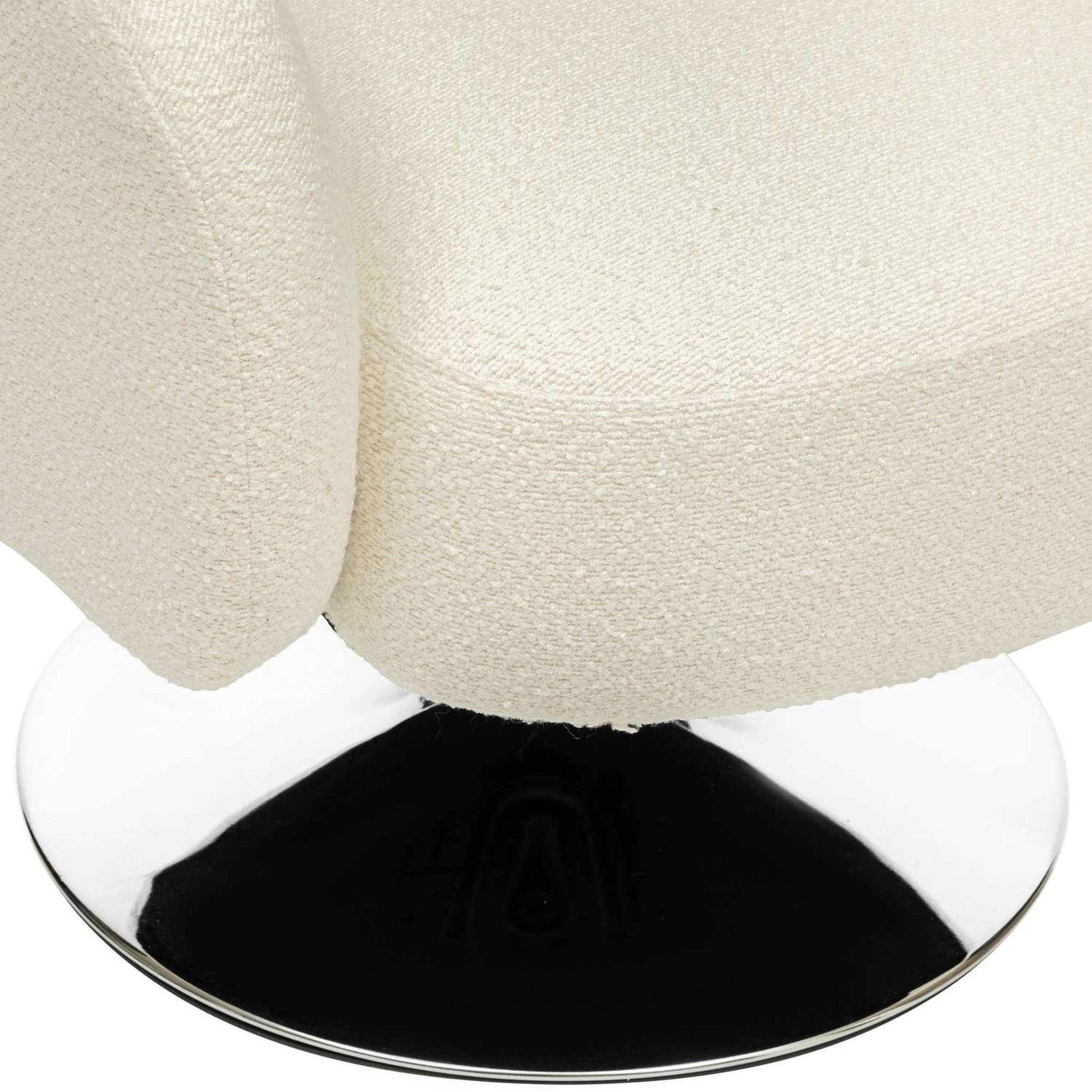 Voir la diapositive 3 : ATMOSPHERA Fauteuil pivotant en bouclette EDITH - Blanc
