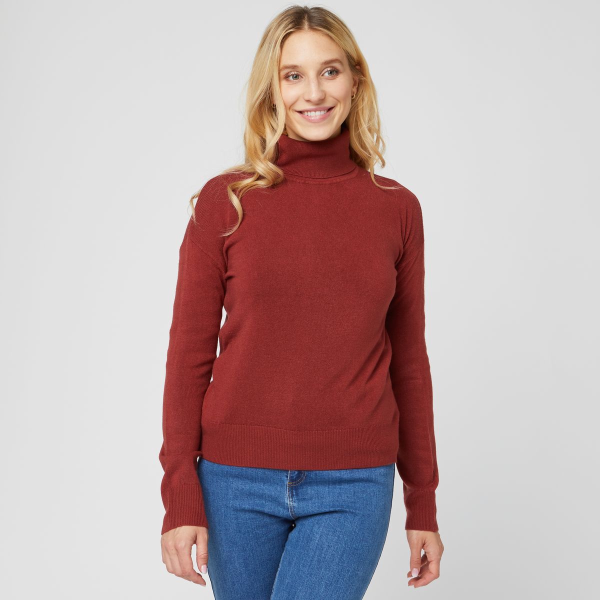INEXTENSO Pull col roulé rouge femme